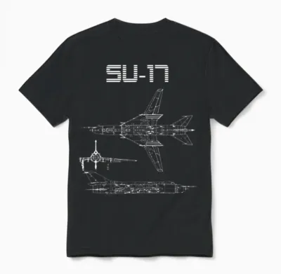Su-17 Sowjetflugzeug Warbird Blueprint Schematik Diagramm Unisex T-Shirt - Black