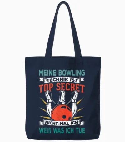Bowling Ball Bowling Shirt Women Men Funny Bowling T-Shirt, Black Tote Bags - Navy
