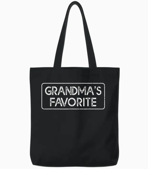Grandma's Favorite Grandchild Funny Grandson Granddaughter Tote Bags in Black