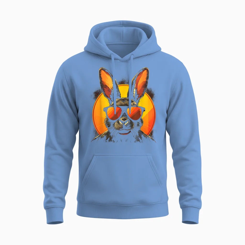 Cooler Haase Bunny Mit Sonnenbrille Ostern Unisex Hoodie in Carolina Blue