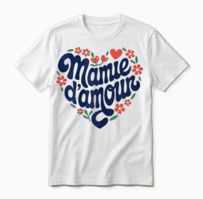 Mamie D'amour Coeur Fleurs Cadeau Fête Des Grands Mères Unisex T-Shirt - White