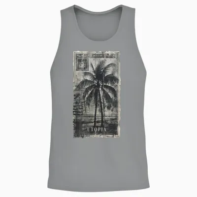 Palm Trees Palm Tree Beach Sea Sun Holiday Summer Unisex Tank Top - Sport Grey