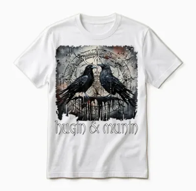 Hugin & Munin Die Raben Odins Wikinger Nordische Mythologie Unisex T-Shirt - White