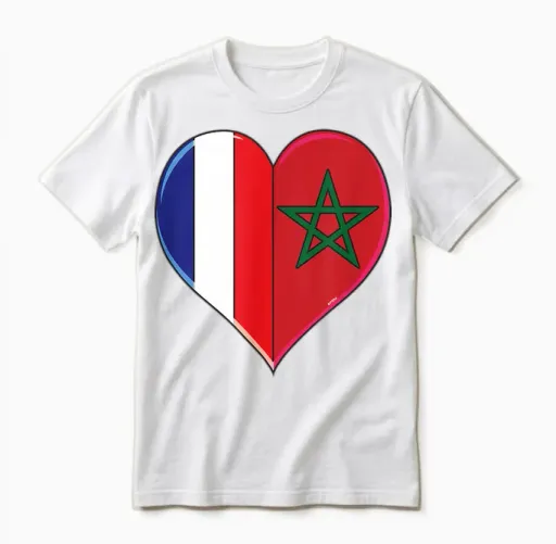 Joli Drapeau France Maroc Fierté Fans Français Marocains Unisex T-Shirt in White
