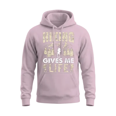 Hiking Gives Me Life - Funny Hike Mountains Hiker Unisex Hoodie - Light Pink