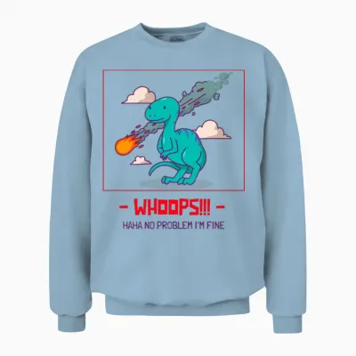 Dinosaur Cartoon Design Unisex Sweatshirt - Light Blue