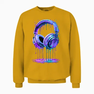 Kopfhörer Dj Gamer Musik Bunte Farbe Drip Art Unisex Sweatshirt - Gold