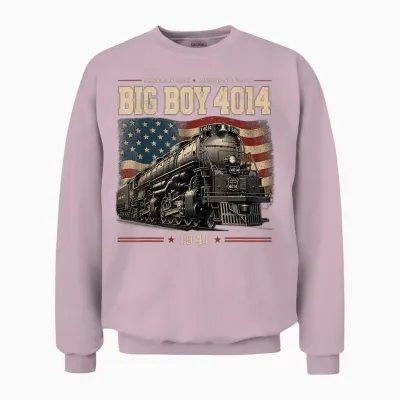 Big Boy 4014 Steam Train Vintage Locomotive Engine Unisex Sweatshirt - Light Pink