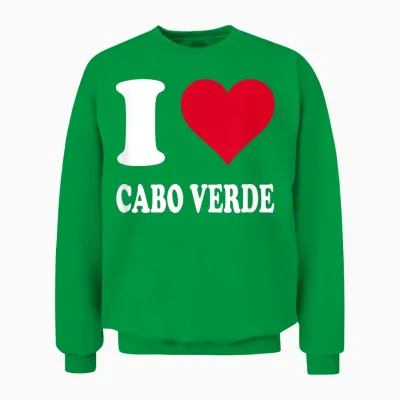 Red Heart I Love Cabo Verde T-Shirt, Black, S Unisex Sweatshirt - Irish Green