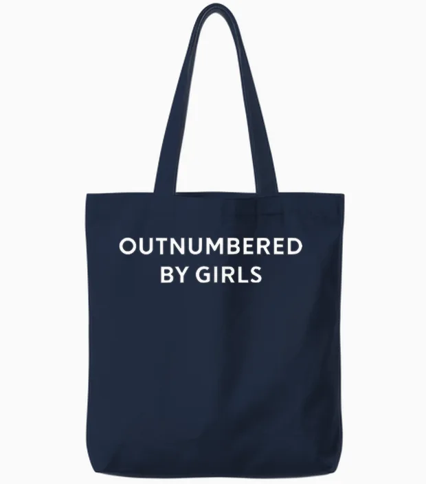 Outnumbered by Girls Tote Bags in Navy