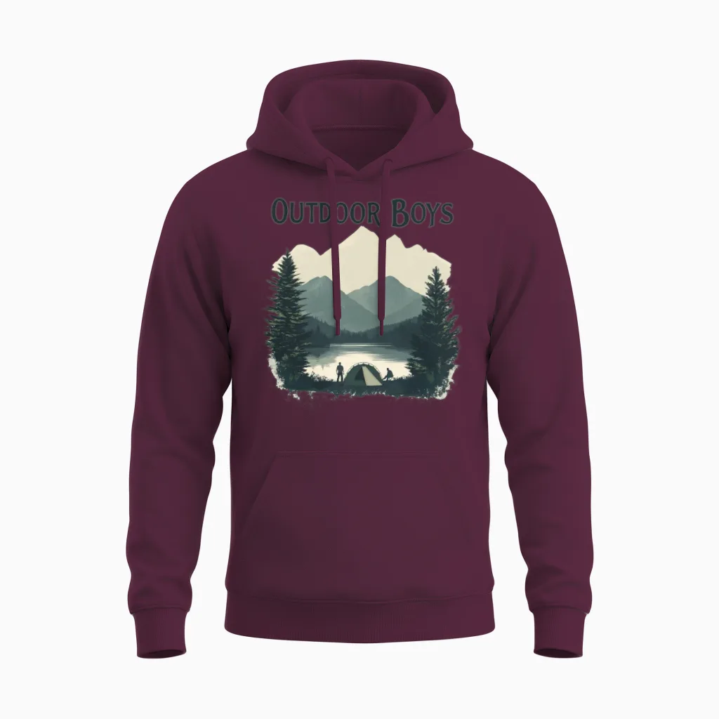Outdoor Boys Unisex Hoodie in Maroon