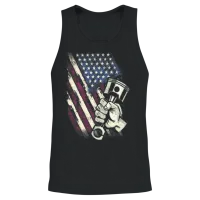 Vintage American Flag Diesel Muscle Car Mechanic Unisex Tank Top - Black – 2