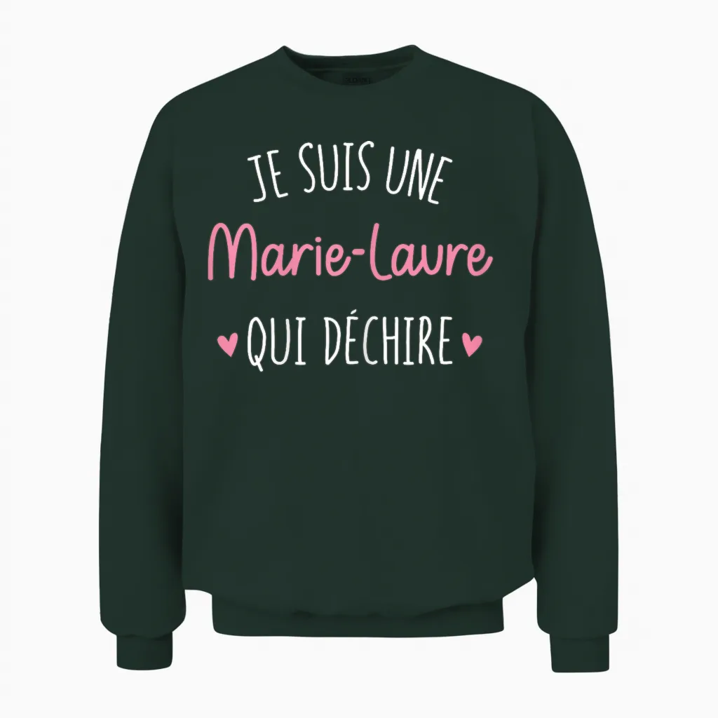 Personalised Women's Gift Name Marie-Laure Qui Déchire Unisex Sweatshirt in Forest