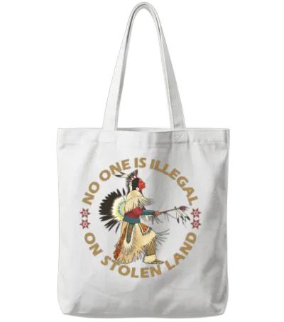 No One Is Illegal on Stolen Land Tote Bags - White