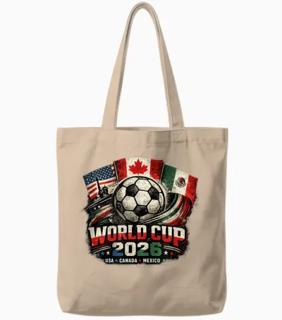Soccer Football - World Cup 2026 Usa Canada Mexico America Tote Bags - Natural
