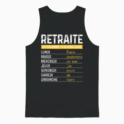 Retirement Man Humor Retired Weekly Program T-Shirt, Black, S Unisex Tank Top - Black