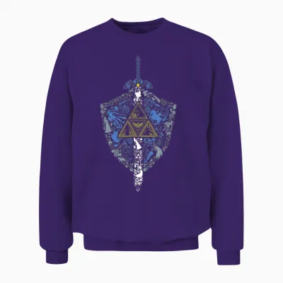 Nintendo Zelda Hylian Shield Element Icons Graphic Unisex Sweatshirt - Purple