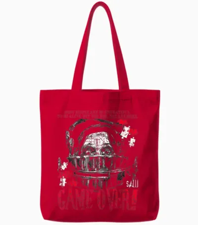 Saw Game Over Head Trap Horror Movie Tote Bags - Red
