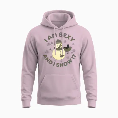Funny Sexy Snowman Slogan Christmas Unisex Hoodie - Light Pink