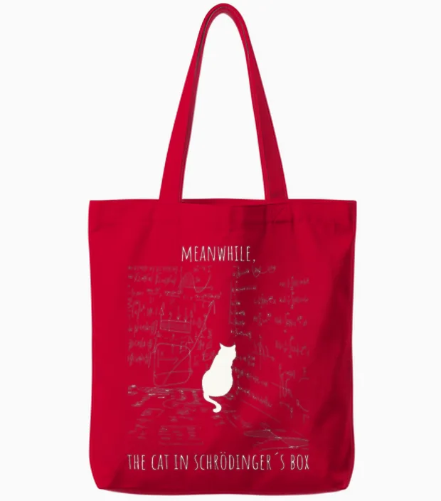 Schrödinger's Cat Math Teacher Humor Tote Bags in Red