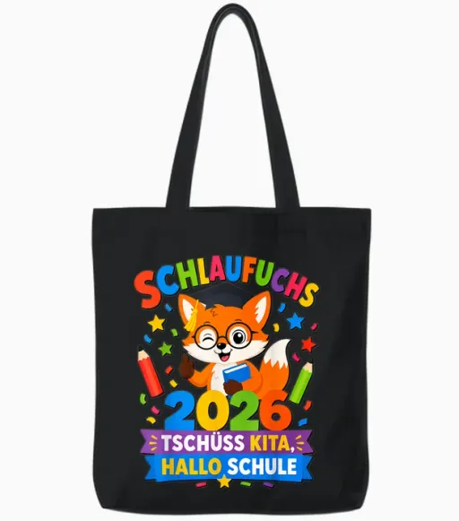 Schlaufuchs 2026 Kita Abgänger Kinder Tote Bags - Black