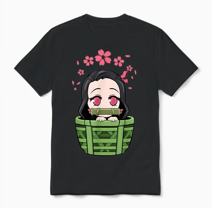 Vaporwave Aesthetic Sad Anime Japanese Animation Lover Girl T-Shirt, Black Unisex T-Shirt in Black