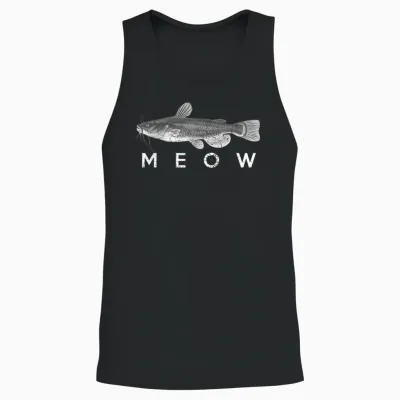 Catfish Shirt Meow Funny Catfishing Fishing Fisherman Unisex Tank Top - Black