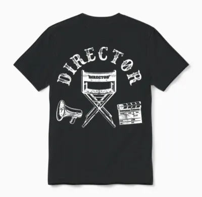 Movie Director Chair and Movie Director Funny T-Shirt, Black, S Unisex T-Shirt - Black