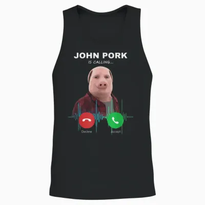 John Pork Nennt Meme Humor Unisex Tank Top - Black