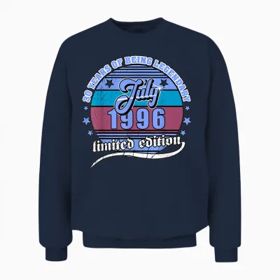 30e Anniversaire Juillet 1996 Millésime 30 Ans Légendaire Unisex Sweatshirt - Navy