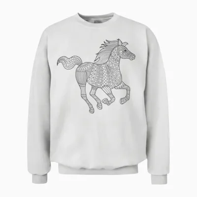 Pferd Mandala Zum Bemalen & Ausmalen Für Kinder Unisex Sweatshirt - White