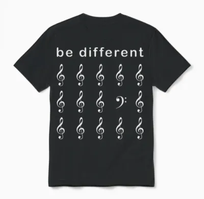 Bassschlüssel Musiker Be Different Fagott Unisex T-Shirt - Black