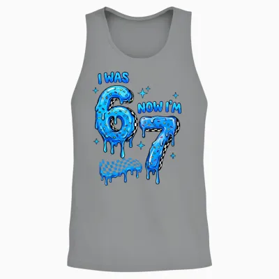 I Was 6 Now Im 7 Checkered Drip Funny Kids Boys 6 7 Birthday Unisex Tank Top - Sport Grey