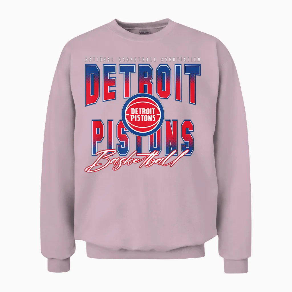 Nba Official Detroit Pistons Fade Out Unisex Sweatshirt in Light Pink