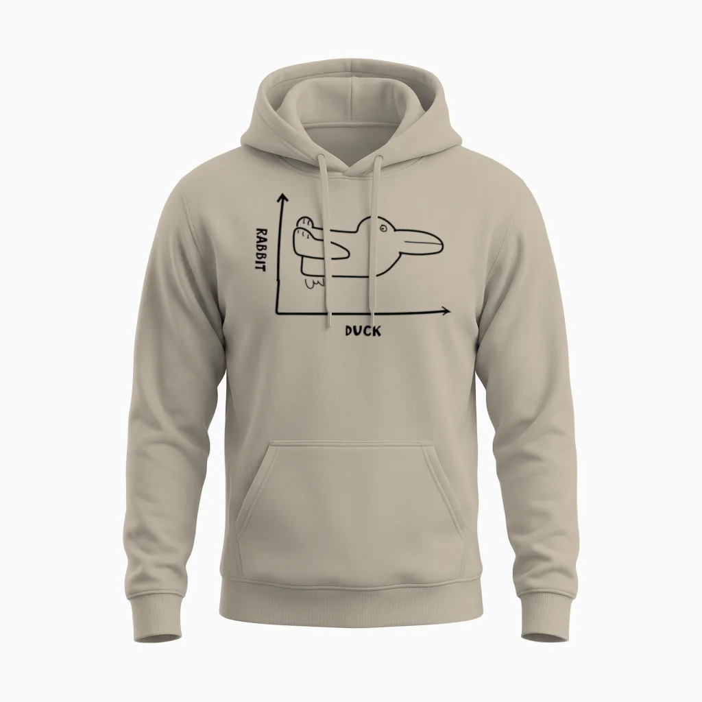 Duck or Rabbit? Unisex Hoodie in Sand