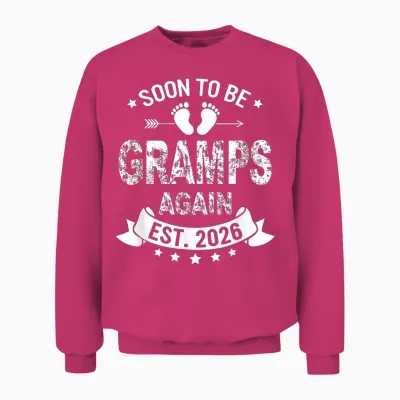 Soon to Be Gramps Again 2026 Annonce Drôle De Grossesse Unisex Sweatshirt - Heliconia