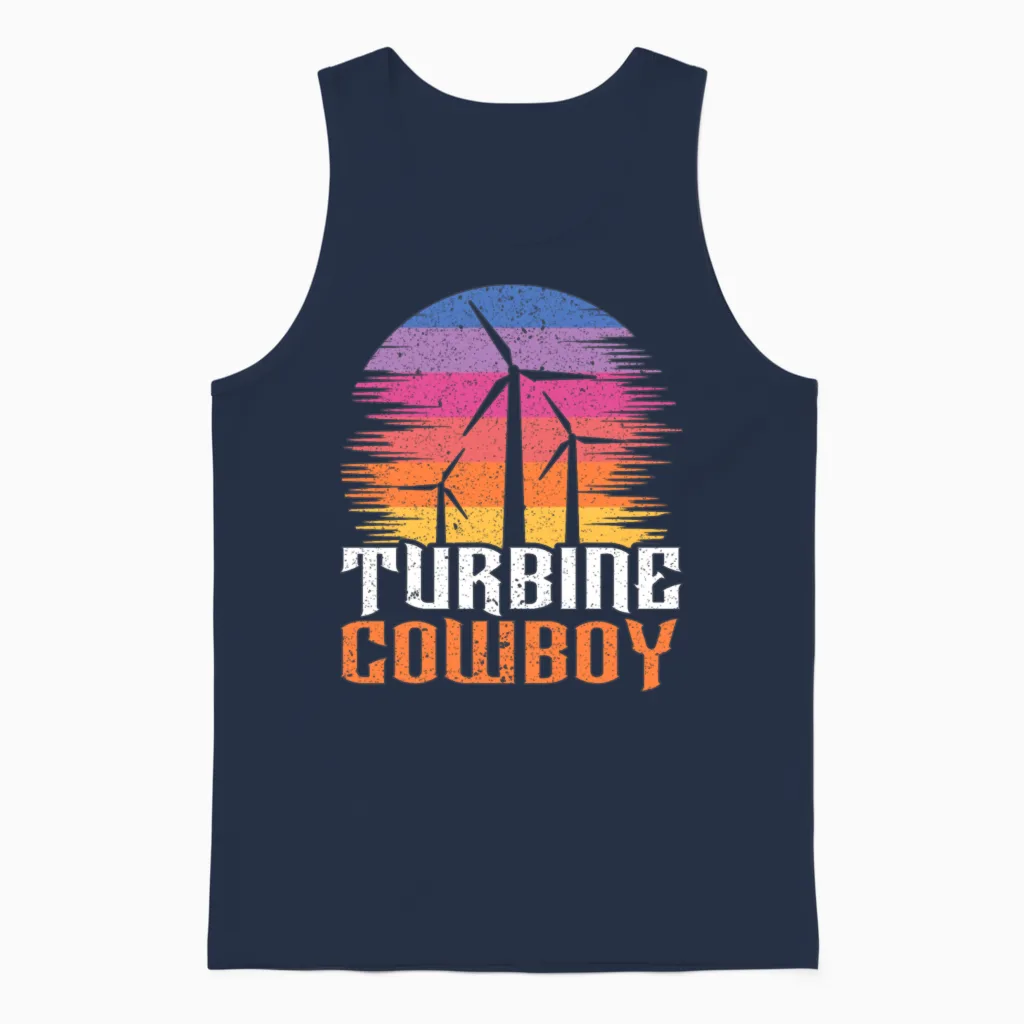Turbine Cowboy Wind Renewable Energy Windmill Unisex Tank Top in Navy