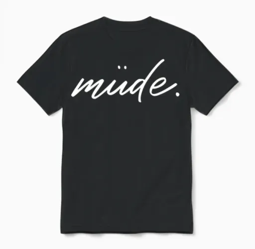Tired Sleep Shirt Pyjamas Nightdress for Relaxing and Chilling Long Sleeve Shirt, Black Unisex T-Shirt in Black