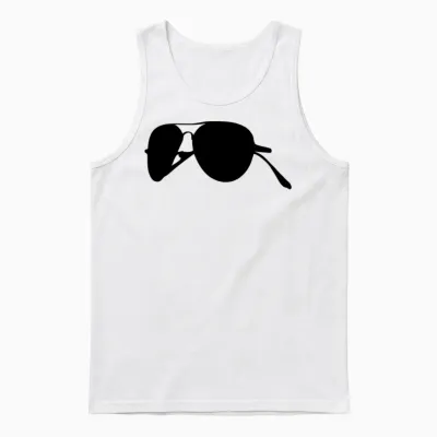 Pilot Sunglasses Unisex Tank Top - White