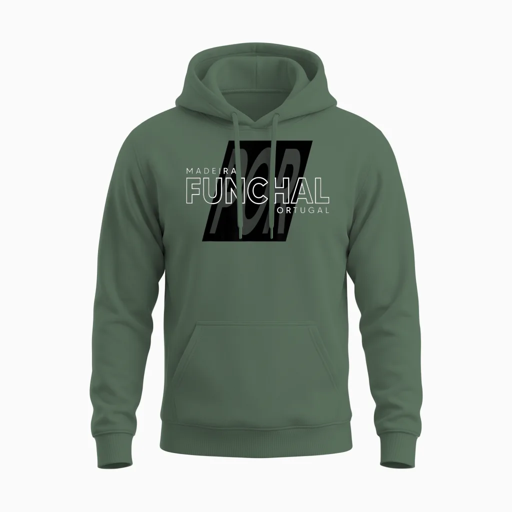 Funchal Portugal Performance - Funchal Madeira Portugal Unisex Hoodie in Military Green