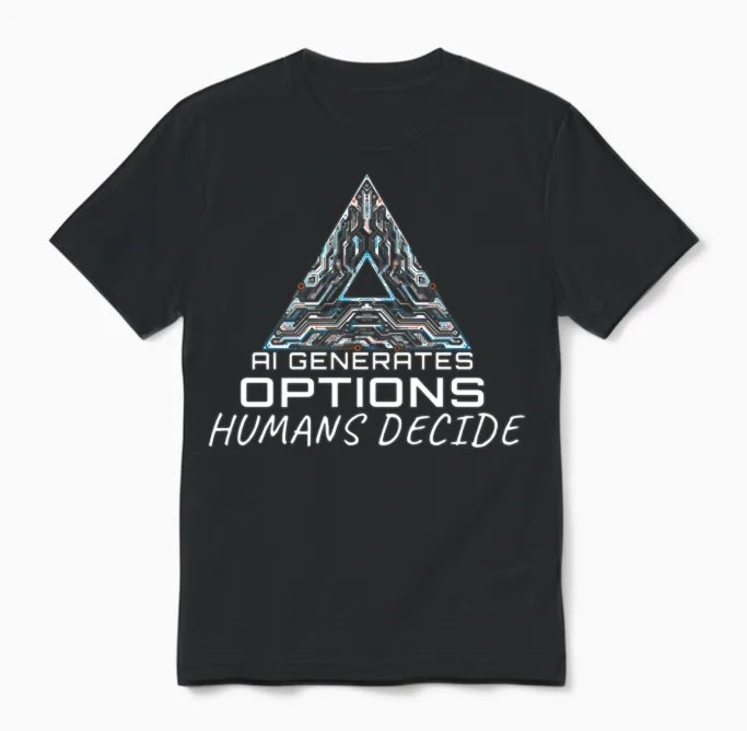 Circuitry Ai Generates Options Humans Decide Unisex T-Shirt in Black