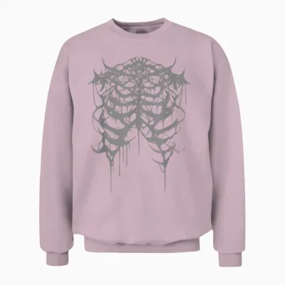 Horror Black Metal Death Metal Gothic Goth Grunge T-Shirt, Black Unisex Sweatshirt - Light Pink