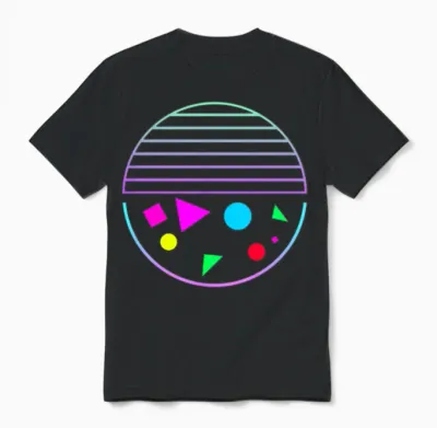 Retro Sunset Style 80s Unisex T-Shirt - Black