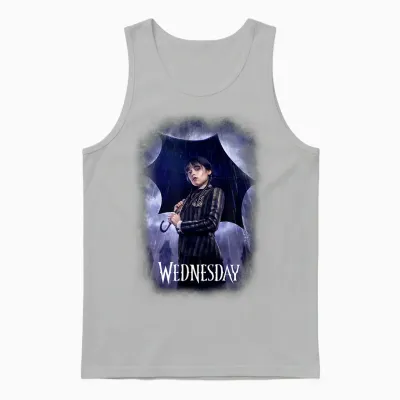 Wednesday Series Mittwochsplakatkunst T-Shirt Schwarz Unisex-Erwachsene Female Klein Eu S Kurzarm V-Ausschnitt Klassisch 1 Count Unisex Tank Top - Ash