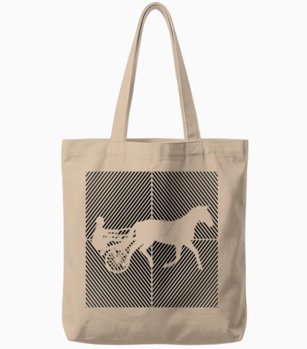 Trotting Horse Trotting Harness-Racing Horses Tote Bags in Natural