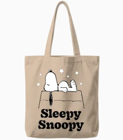 Peanuts Sleepy Snoopy Tote Bags - Natural