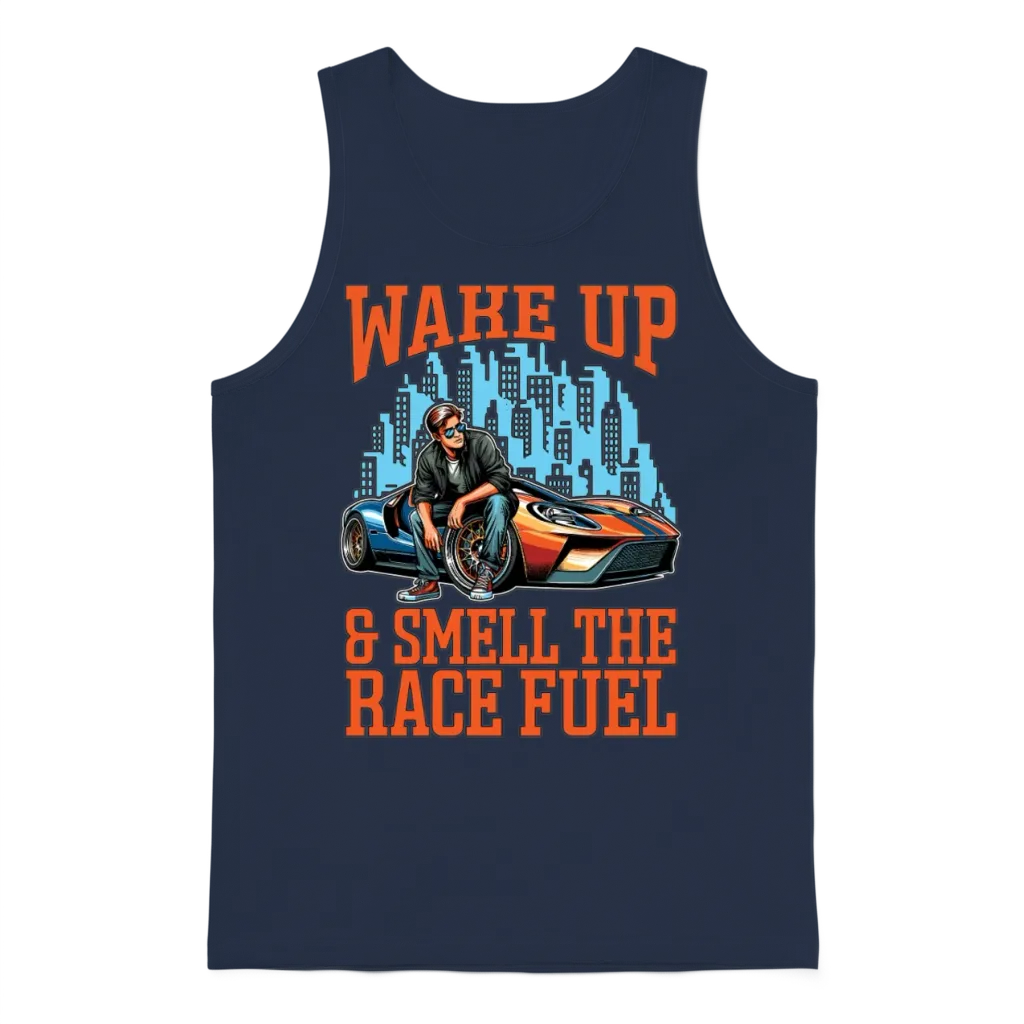 Car Racing Wake Up & Smell Race Track Car Lover Unisex Tank Top - Navy