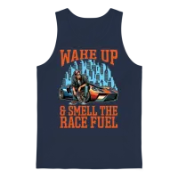 Car Racing Wake Up & Smell Race Track Car Lover Unisex Tank Top - Navy – 1