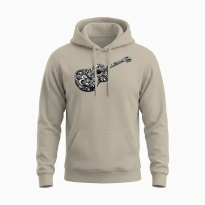 Retro Style Guitar for Guitarists Unisex Hoodie - Sand