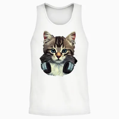 Cat the Gamer Unisex Tank Top - White